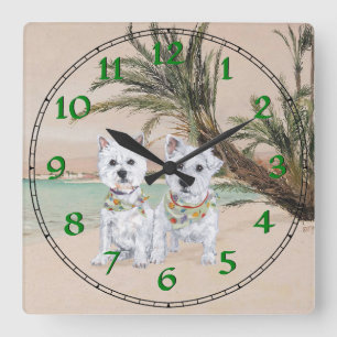Horloge Carrée Westies sur une plage de Palmyre