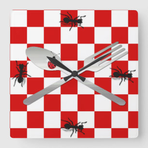 Horloge Carrée Whimsical Picnic Kitchen Wall Clock