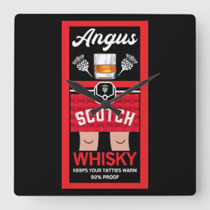 Horloge Carrée Whisky écossais drôle