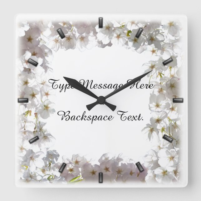 Horloge Carrée White Blossom Clock Cherry Blossoms Wall Clocks (Recto)