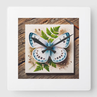 Horloge Carrée White Butterfly in Natural Setting 200724IREF220 -