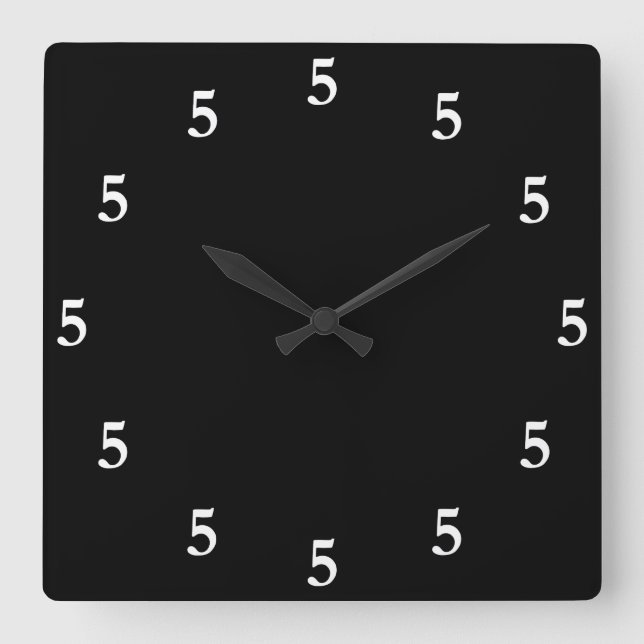 Horloge Carrée White Five oClock Somewhere on Black (Recto)