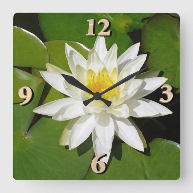 Horloge Carrée White lotus (Recto)