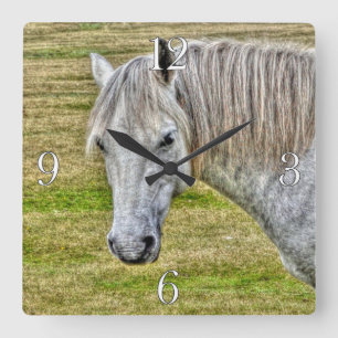 Horloge Carrée White New Forest Pony Wild Horse