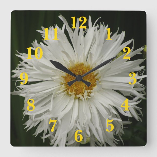 Horloge Carrée White Yellow Flower (Recto)