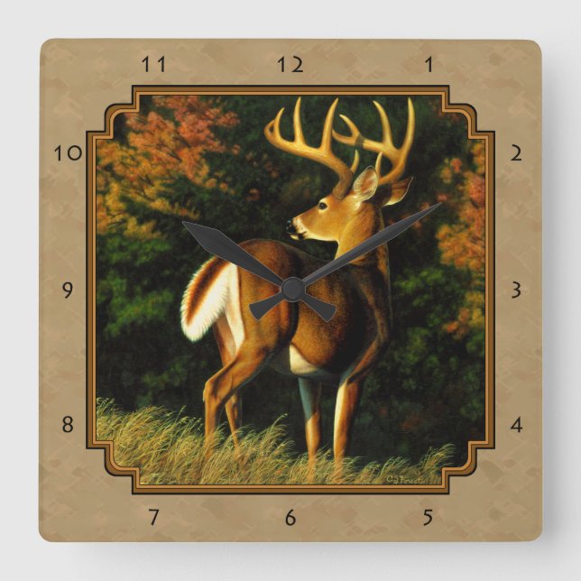 Horloge Carrée Whitetail Buck (Recto)