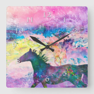 Horloge Carrée Wild Horse Spirits WE ARE The LAND