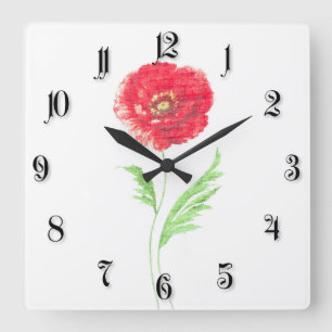 Horloge Carrée Wild poppy flower