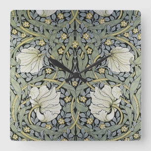 Horloge Carrée William Morris - Design Motif Pimpernel