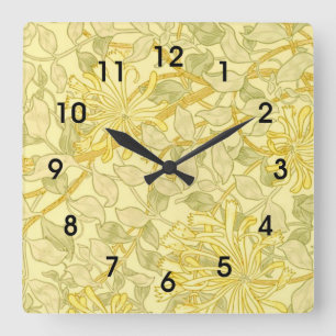 Horloge Carrée William Morris - Honeysuckie jaune