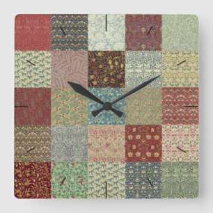 Horloge Carrée William Morris Patchwork Quilt Timepiece