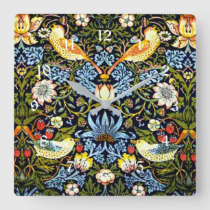 Horloge Carrée William Morris, Strawberry Thief