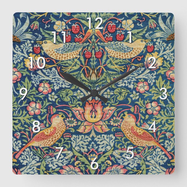 Horloge Carrée William Morris - Thief aux fraises (Recto)