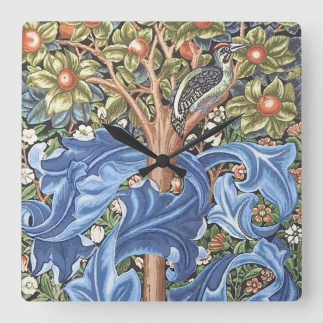 Horloge Carrée William Morris Woodpecker Tapestry (Recto)