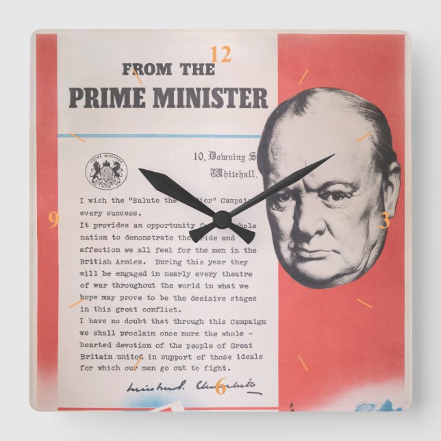 Horloge Carrée Winston Churchill (Recto)