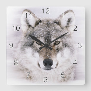 Horloge Carrée Winter Wolf Wall Clock