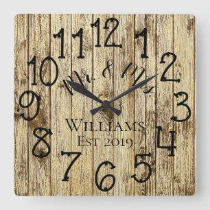 Horloge Carrée Wood Custom