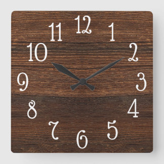 Horloge Carrée Wood Print Clock