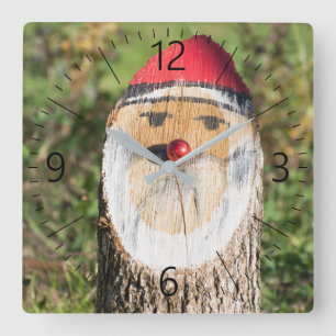 Horloge Carrée Wooden Santa Claus