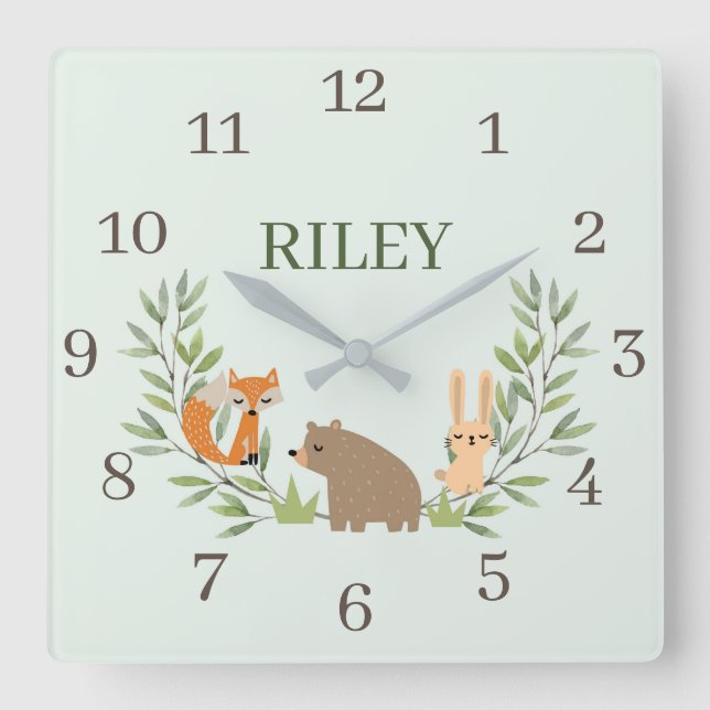 Horloge Carrée Woodland Nursery (Recto)