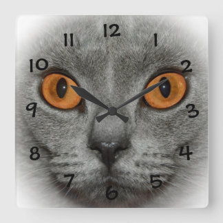 Horloge Carrée Yeux de chat