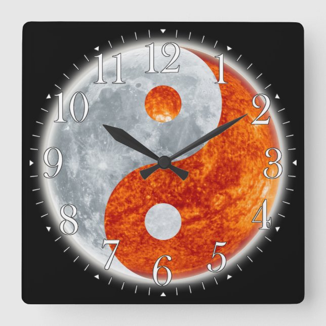 Horloge Carrée Yin & Yang Asian sign for Balance Wall Clock (Recto)