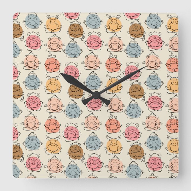 Horloge Carrée Yoga pose motif | Yoga sans couture motif 42 (Recto)