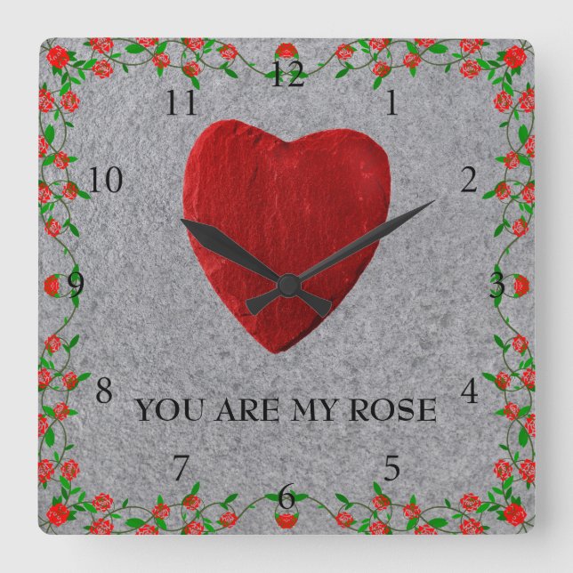 Horloge Carrée You are my rose (Recto)