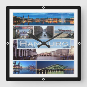 Horloge Carrée zDE003 mosaïque de HAMBURG en Allemagne Europe,