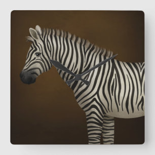 Horloge Carrée Zebra Illustration Exotic Wildlife Carré