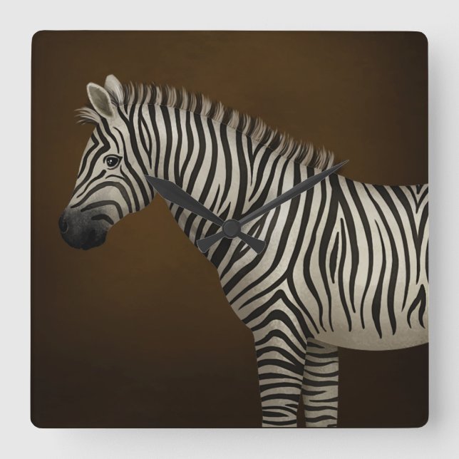 Horloge Carrée Zebra Illustration Exotic Wildlife Square (Recto)