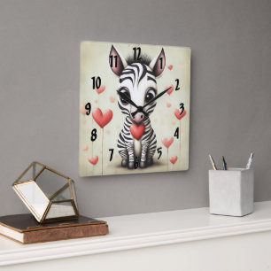 Horloge Carrée Zebra Love 1
