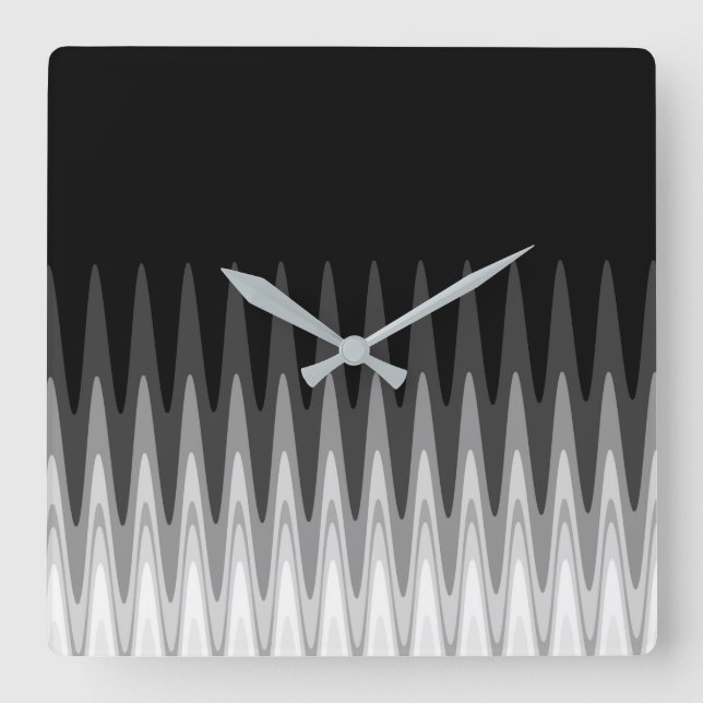 Horloge Carrée Zig Zag noir blanc gris Motif (Recto)