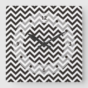 Horloge Carrée ZIGZAG pattern - black + your background & ideas