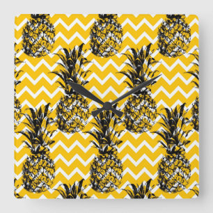Horloge Carrée Zigzags d'ananas