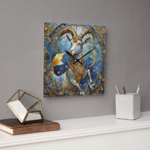 Horloge Carrée Zodiaque - Capricorne la Chèvre de mer