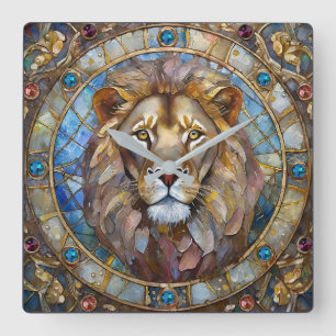 Horloge Carrée Zodiaque - Lion le Lion