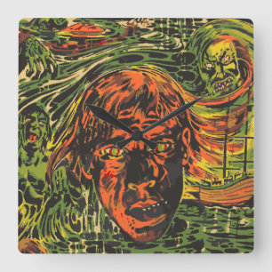 Horloge Carrée Zombies Halloween vintage, street art graffiti