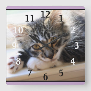 Horloge Carrée ZorroCat Par L'Horloge De La Fenêtre