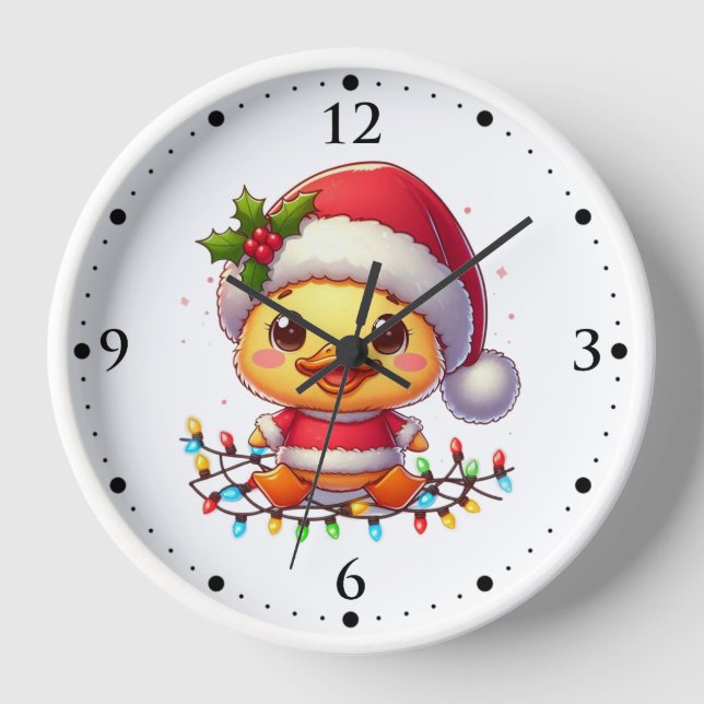 Horloge Cartoon de canard de Noël Père Noël-68362 (Recto)