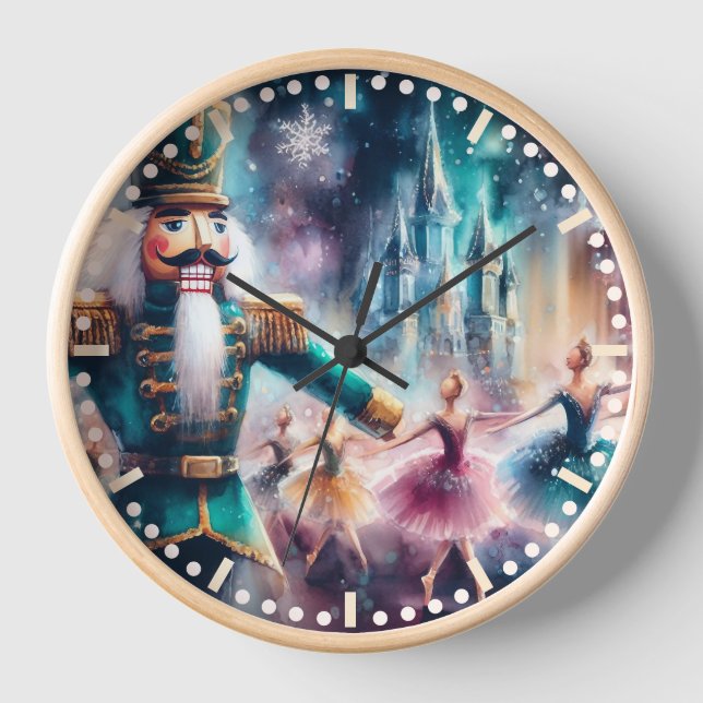Horloge Casse-noisette Ballet Aquarelle Noël Ballerina (Recto)