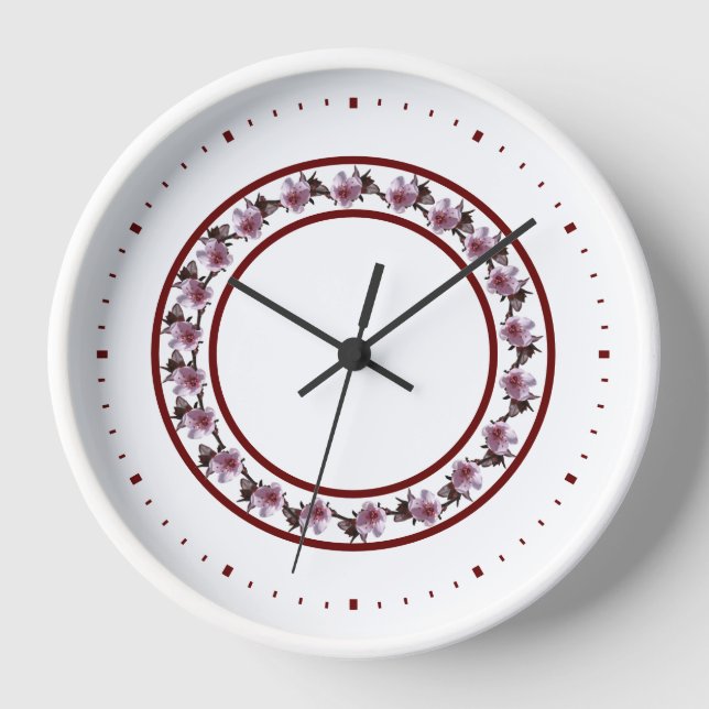 Horloge - Cercle de fleurs de prune entre les lign (Recto)