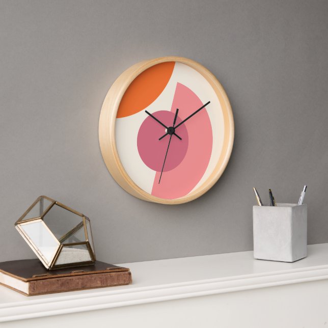 Horloge Cercles géométriques Abstraits chic Motif d'art mo (Bureau)