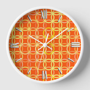 Horloge Cercles Modernes de milieu de siècle, orange manda