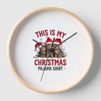 Horloge C'est mon maillot de pyjama de Noël Chaton Amoureu