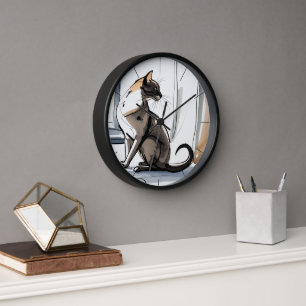 Horloge Chat élégant et digne dans l'art urbain 