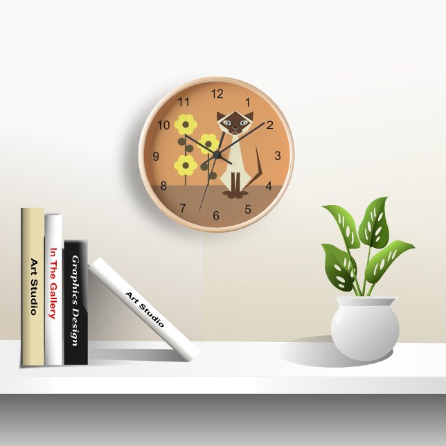 Horloge Chat Kitty et fleurs (Créateur téléchargé)