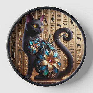 Horloge chat noir égyptien