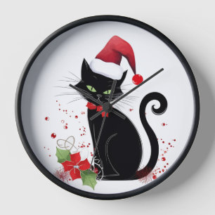 Horloge Chat noir festif