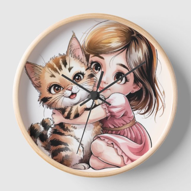 Horloge Chatouille dans un câlin chaud avec une petite fil (Recto)